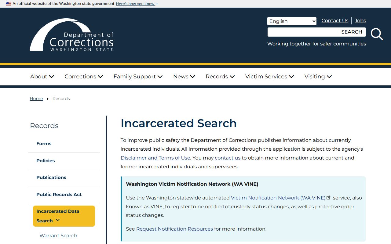 Washington DOC incarcerated search for Franklin County state prison inmates